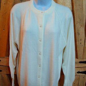 Vintage Designers Originals Luxelon Cardigan Sweater size lg- white